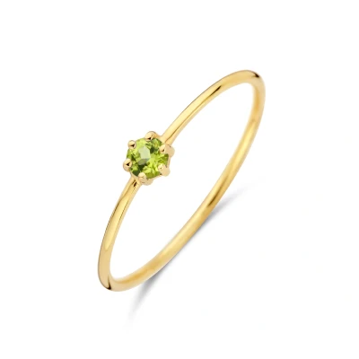 Afbeelding van 14K geelgoud ring met geboortesteen peridot augustus 4027657 15