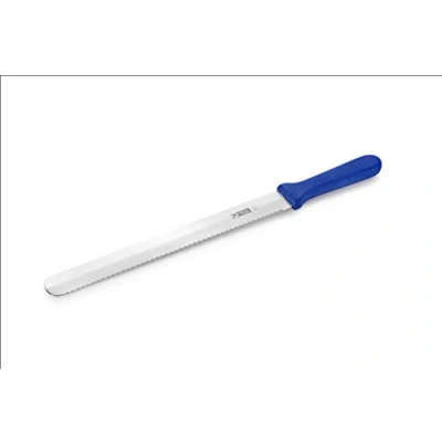 Afbeelding van thermohauser Bakkersmes (staal, roestvrij), dubbelzijdige golven en vlak geslepen, met blauwe kunststof handgreep, lemmet 26 cm