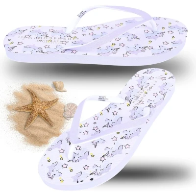 Afbeelding van Witte teenslippers met eenhoorn