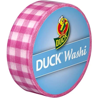 Afbeelding van kip duck tape washi pink check 15 mm x 10 m