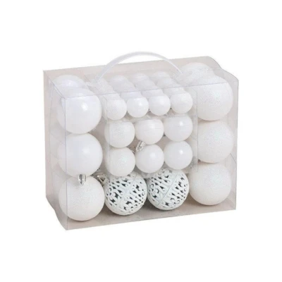 Afbeelding van Bellatio Decorations Kerstballen 50 stuks wit kunststof