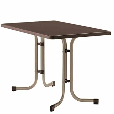 Afbeelding van Sieger 233/C M Boulevard klaptafel met mecalit Pro plaat 115 x 70 cm, stalen buisframe champagne, tafelblad leisteendecor mokka