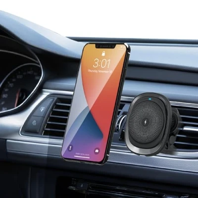 Afbeelding van MMOBIEL Telefoonhouder Auto 15W Draadloze Autolader Geschikt voor iPhone 15 / 14 13 12 Magneet Handsfree Autotelefoonhouder Lader Mobiel Houder Ventilatieklem Magsafe Autohouder