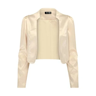 Afbeelding van Bolerose Formeel Lang Mouw Satijn Bolero Shrug Gelegenheid Jasje (Champagne, XS)