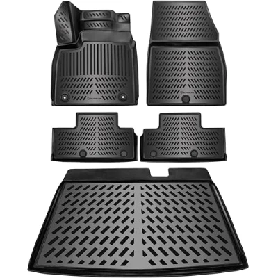 Afbeelding van ELMASLINE 3D rubberen matten &amp; kofferbakmatset voor Renault Megane E TECH vanaf 2022 elektrisch, accessoires, vloermatten, kofferbak