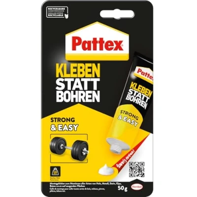 Afbeelding van Pattex montagelijm lijmen in plaats van boren, 50 g sterke krachtlijm voor onmiddellijke houvast, universeel toepasbare constructielijm, lijm met hoge eindsterkte