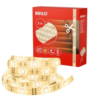 Afbeelding van BRILONER ledstrip, 5 m, decoratieve lichtketting, USB band, warm wit licht, kabelschakelaar