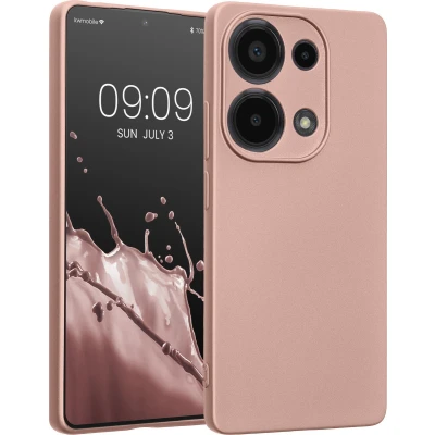 Afbeelding van kwmobile metallic telefoonhoesje van TPU geschikt voor Xiaomi Redmi Note 13 Pro 4G Flexible case smartphone In roségoud
