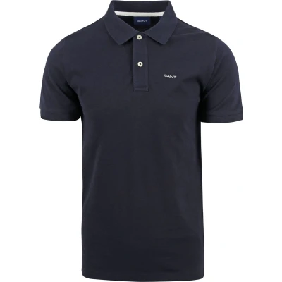 Afbeelding van Gant Polo Piqué Rugger Navy maat M heren met Regular fit Pasvorm Katoen Suitable Herenkleding Poloshirt