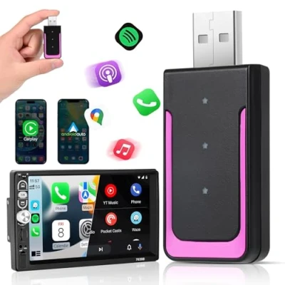 Afbeelding van Euakee Mini Edition draadloze Car play adapter, automatische converteert bekabeld naar dongle, plug &amp; adapter voor i en Android, 800+ voertuigen