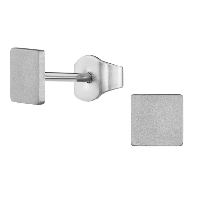 Afbeelding van Traveller Oorbellen Heren Edelstaal Zilverkleurig Made in Germany Vierkant Duurzaam 5 mm 171009