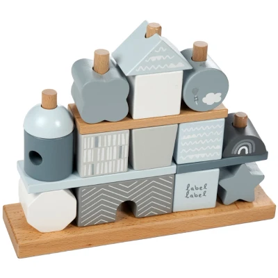 Afbeelding van Label Blauw Houten Blokken LLWT 25095