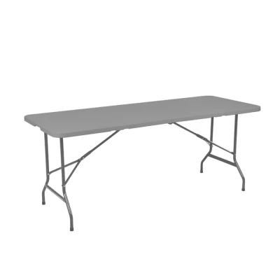 Afbeelding van BRASQ Inklapbare Vouwtafel Grijs 180x70x74cm Campingtafel Klaptafel Weerbestendig Tafel met draaghandvat