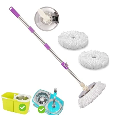 Afbeelding van ARSUK Mops Handle Home Cleaner met Super Absorberende Microvezel Mop Heads Roestvrij Staal Verstelbare Hoogte Handgreep (Mop Purple)