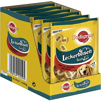 Afbeelding van Pedigree snack kauwschijfjes kleine hondensnacks met rundvlees ideaal voor training of tussendoor hondensnoepjes in bewaarverpakking 6 x 155g