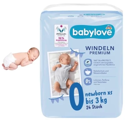 Afbeelding van babylove Luiers Premium extra zacht maat XS, newborn tot 3kg, 1 x 24 stuks