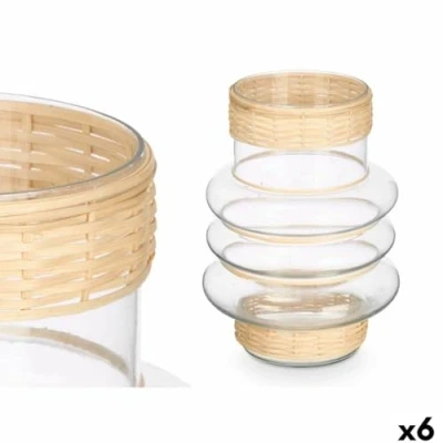 Afbeelding van Kaarshouder GiftDecor SG 29857 Transparant Natuurlijk Glas Rotan 18 x 24 cm (6 Stuks)
