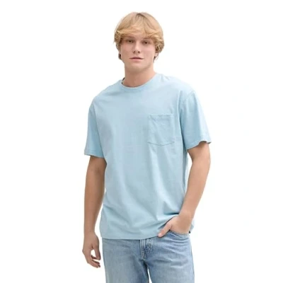 Afbeelding van TOM Tailor Denim MIT Brusttasche Tshirt basic, Heren, Maat: Large, Dusty blue white mini stripe