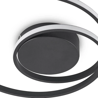 Afbeelding van Lindby LED plafondlamp met dimmer 1licht IJzer, aluminium, siliconen H: 7 cm zwart Inclusief lichtbron