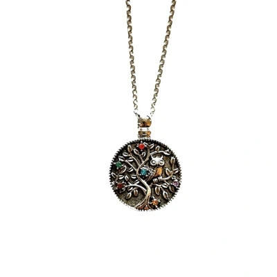 Afbeelding van Bijoux by Ive Ashanger Assieraad Rond Uil Gekleurde steentjes Zilverkleurig