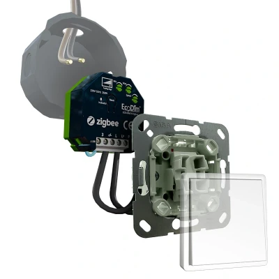 Afbeelding van Gira led tastdimmer Zigbee 0 250W, inbouw, kleine inbouwdiepte, 2 draads en 3 draads, ECO DIM.10 + pulsdrukker