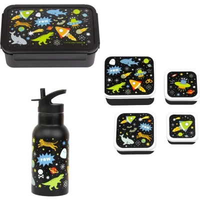 Afbeelding van A Little Lovely Company Back to school set Drinkfles RVS/Snackdozen/Bentobox Galaxy