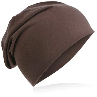 Afbeelding van Miobo Jersey Slouch Beanie Long muts Unisex effen kleur heren dames standaard maat XXL, grijsbruin, Eén