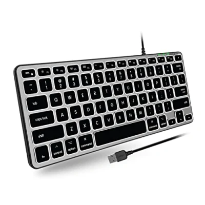 Afbeelding van Macally BLMINIZKEYSG compact bedraad USB A toetsenbord met backlit verlichte toetsen voor Mac Spacegray U.S. (Amerikaans Engels)