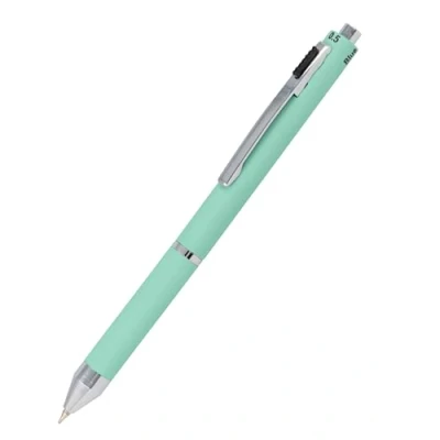 Afbeelding van Nonlinne multipen 4 in 1 balpen &amp; potlood multifunctionele stift metaal I 3x balpenvullingen blauw, zwart en rood, 1x vulpotlood vulling incl. gum, kleur mint