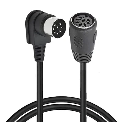 Afbeelding van 8 pins DIN verlengkabel, MIDI mannelijk 90 graden naar vrouwelijke kabeladapter, plug luidspreker audiokabel voor Bang Olufsen PowerLink MK2 (1 meter)