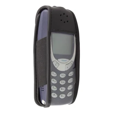Afbeelding van caseroxx Leren tas met riemclip voor Nokia 3310/3330 uit echt leer, mobiele telefoonhoes riem (met venster gemaakt van vuilafstotende transparante film erin zwart)