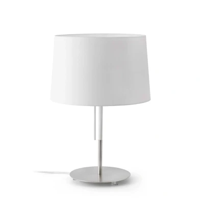 Afbeelding van Faro Lighting Volta 1 Light Tafellamp Wit, Nikkel, E27