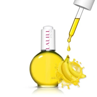 Afbeelding van LALILL Nail Cuticle Oil 75 ml Bananenliefde nagelverzorgingsolie nagelolie verzorging voor nagels nagelriemen SPA manicure nageldesign handen veganistisch met pipet