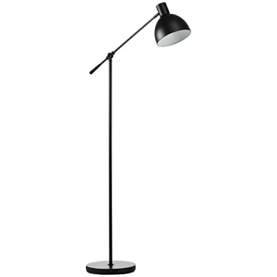 Afbeelding van HOMCOM staande lamp in hoogte verstelbaar, met verstelbare zwenkarm, 40 W excl. lamp, E27 fitting, voor woonkamer, slaapkamer, zwart