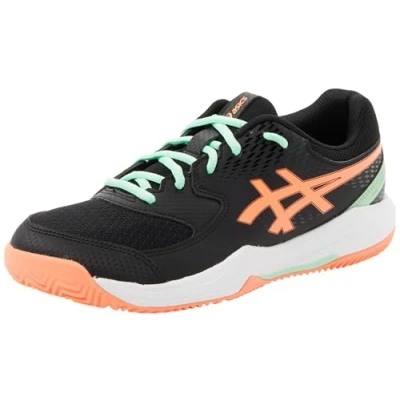 Afbeelding van Asics GEL Dedicate 8 Unisex Tennisschoenen voor alle ondergronden kinderen, Maat: 38, Black/vivid coral Kunststof/ textiel