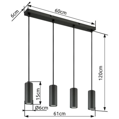 Afbeelding van Globo Grijze hanglamp James 4 lichts 57918 4H