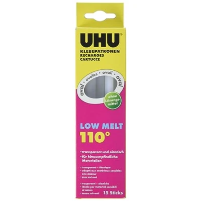 Afbeelding van UHU Hete lijmpatronen Low Melt, transparante en ovale voor lage temperatuur lijmpistool, 200 g