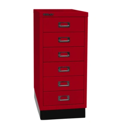 Afbeelding van BISLEY MultiDrawer, 29 serie met sokkel, DIN A4, 6 laden, metaal, 670 kardinaalrood, 38 x 27,9 67 cm