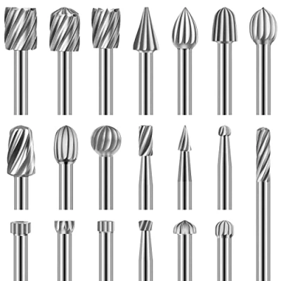 Afbeelding van Rotary Burr Set, 20 STKS Hoge Hardheid HSS Tool Accessoires Boor Set Slijpkop met 1/8 &quot;(3mm) voor DIY Houtbewerking, Carving, Graveren, Boren