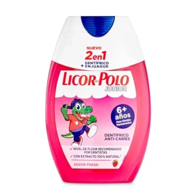 Afbeelding van Licor del Polo 2 in 1 Junior Aardbeiensmaak Tandpasta 75 ml