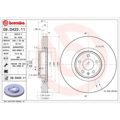Afbeelding van Brembo Remschijven 09.D423.11