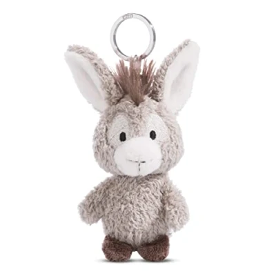 Afbeelding van sleutelhouder ezel Donkeylee 10 cm grijs Duurzame metgezel knuffeldierhanger met sleutelhanger voor sleutelkoord, sleutelring en