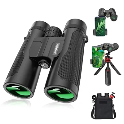 Afbeelding van Verrekijker, Kylietech 12X 42 Robuuste Verrekijker Waterdichte Telescoop Volwassenen incl. Draagtas, Draagriem en Smartphone Adapter voor Reizen, Vogels Kijken, Astronomie, Sport Dieren in Het Wild