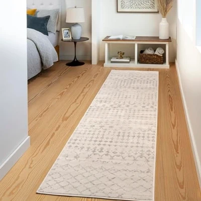 Afbeelding van SURYA Vloerkleed Woonkamer, Slaapkamer Berber Etnisch Tapijt SOFIA Wit/Grijs 80x150 cm