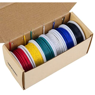 Afbeelding van Tuofeng 18 AWG massieve draadkit, 6 verschillende kleuren, meter spoelen, gauge overbruggingsdraad, aansluitdraadkit