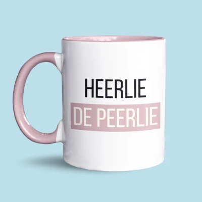 Afbeelding van NietMokken.nl Grappige mok &#039;HEERLIE DE PEERLIE&#039; Leuk als cadeau voor hem of haar Originele beker bedrukt aan beide zijden Vaatwasser en magnetronbestendig Keramische tas 325ml (11 oz)