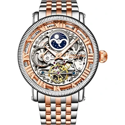 Afbeelding van Stührling Special Reserve 3922 Automatisch 48mm Skeleton Horloge Rozekleurige Wijzerplaat / Zilveren Kast Roestvrijstalen Armband Deployant Gesp Waterbestendig 10 ATM