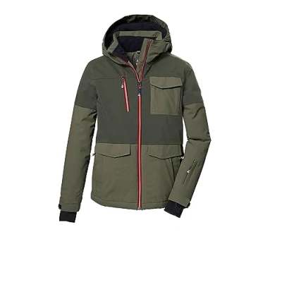 Afbeelding van killtec Jongens SKI jas/functioneel jack met capuchon en sneeuwvanger KSW 149 BYS JCKT, anthracite 140, 41185 000