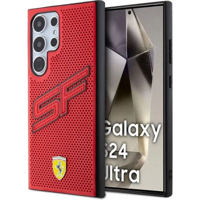 Afbeelding van Ferrari Backcase hoesje geschikt voor Samsung Galaxy S24 Ultra Effen Rood Kunstleer