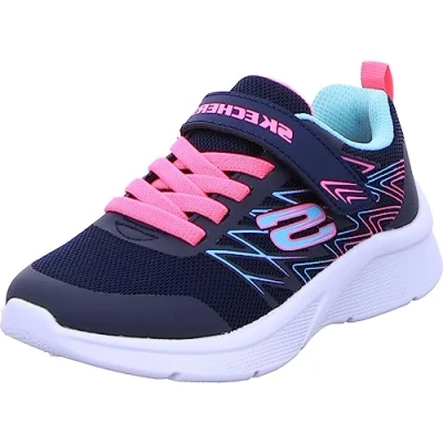 Afbeelding van Skechers Microspec Bold Delight Sneaker voor meisjes, Navy Mesh Hot Pink Trim, 34 EU